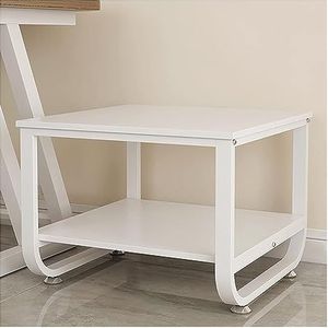 Tafel voor Printer Printerkastje 2-laags Printerstandaard Desktopprinterstandaard Stalen Frame Desktopopslagstandaard Printertafel Voor Thuiskantoor Printertafel Printerstandaard(White)