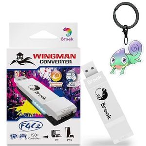 Brook Wingman FGC2 Converter met Sleutelhanger – Arcade Joystick Adapter voor PS5 & PC, Compatibel met Alle PS5-Games 【Exclusieve Officiële Versie】