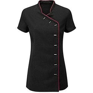 FAIRY TRENDZ LTD Dames Cross Body Essentials Schoonheid Kappers Tuniek Shirt Womens Massage Therapeut Uniform, Zwart Hot Roze, 38