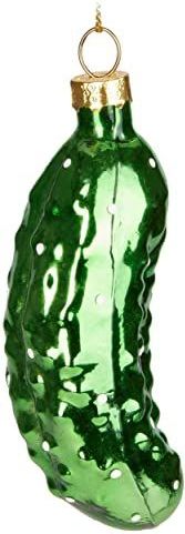 BRUBAKER Gherkin - Handbeschilderde Kerstbal van Glas - Handgeblazen Kerstboomversieringen Figuren Grappige Decoratieve Hangers Boombal - 9 cm