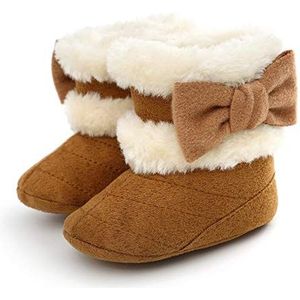 Asudaro baby meisjes winter warme sneeuwlaarzen zachte zool kribbe schoenen babyschoenen bowknot loopschoen 13cm(12-18 Monate) bruin