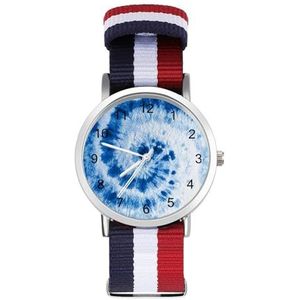 Indigo Blauw Aquarel Vuile Kunst Automatische Horloge Voor Mannen Vrouwen Mode Quartz Horloge Armband Polshorloge voor Thuiskantoor