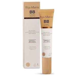 Eva Maree BB Cream, Medium Tone SPF50+, Balancing Lightening Concealer Getinte Hydraterende Crème met Hyaluronzuur, 40 ml