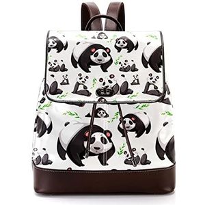 Gepersonaliseerde schooltassen boekentassen voor tiener Panda spelen met bamboe patroon, Meerkleurig, 27x12.3x32cm, Rugzak Rugzakken