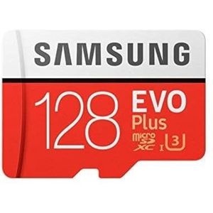 Samsung MB-MC128GA/Eu Evo Plus MicroSD-Kaart 128 GB, UHS-I, Class U3, tot 100 MB/s Leessnelheid, 90 MB/s Schrijven, met SD-Adapter, Rood