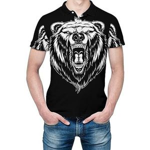 Head A Ferocious Grizzly Bear heren shirt met korte mouwen golfshirts regular fit tennis T-shirt casual business tops