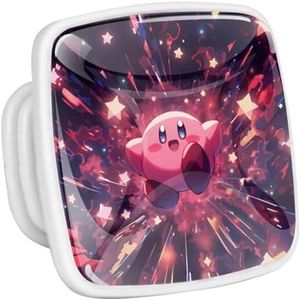 voor Kirby-Star Glow-in-The-Dark vierkante ladeknoppen, 4 stuks met schroeven, fluorescerende kastbeslag en dressoirknoppen - ideaal voor kasten, kledingkasten en keukendecoratie