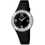 Calypso Vrouwen Quartz horloge met zwarte wijzerplaat analoog display en zwarte plastic band K5659/4, Zwart/Zwart, Riem