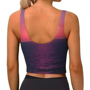 Bright Moon at Sea Hippie Print Comfortabel Vrouwen Sport Vest Yoga Workout Vest voor Vrouwen Lichtgewicht Zomer, Zwart, S