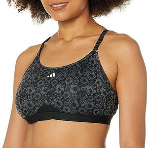 adidas Women's Aeroreact Training Light Support Bra, Black/Print, XX-Large DD