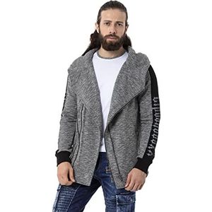 Cipo & Baxx CL526 Capuchontrui voor heren, met ritssluiting, gespikkeld sweater, grijs, XL