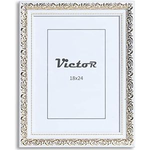 Victor Vintage Fotolijst “Rubens” in 18x24 cm Wit Goud - Staaf: 30x20mm - Echt Glas - Fotolijst Barok - Antiek - Fotolijst 18x24 Wit