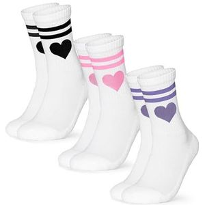 Occulto - Venus - Dames Tennis Sokken - Zwart Roze Purper - Pak van 3