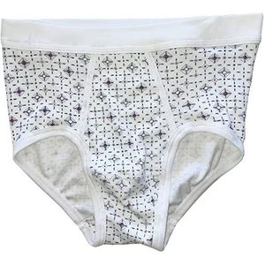 HERMKO 3240 heren slip met gulp onderbroek van 100% biologisch katoen in vele kleuren tot maat 14, Wit bedrukt., XXL