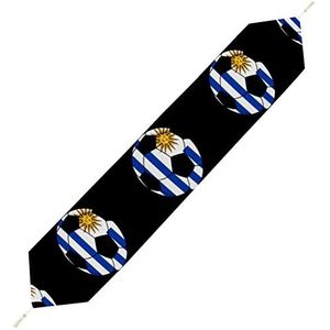 Uruguay Voetbal Tafelloper, Korte Pluche Tafelkleed Linnen Decoratieve Tafelhoes voor Feest Bruiloft Decor 229 x 33 cm