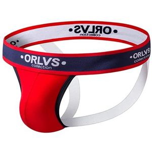 lclvld Sexy tanga strings voor heren, ademend sportondergoed, strings, jockstrap voor sport en vrije tijd, rood, M