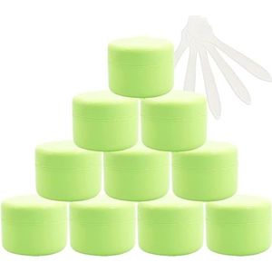 Cosmetica-doosjes, 12 stuks lege 50 ml roze plastic cosmetische potten met schroefdeksel, g kleine pot binnenvoering for reisgel lippenbalsem + 5x spatel(Groen,100ml)
