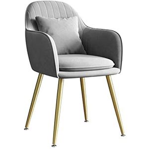 GEIRONV 1 stks metalen benen eetkamerstoel, met kussen fluwelen keukenstoel for woonkamer slaapkamer appartement lounge stoel Eetstoelen (Color : Gris)