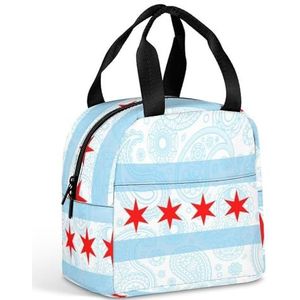 Chicago Paisley Vlag Lunch Box voor Vrouwen Mannen Geïsoleerde Lunch Tas Herbruikbare Lunch Tote Bag Lunch Container