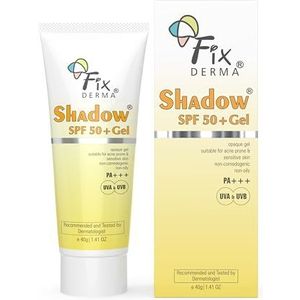 Fixderma Shadow Gel voor de vette huid, Dermatoloog Getest Moisturiser SPF 50, Waterbestendig Zonnebrandcrème - 40 g