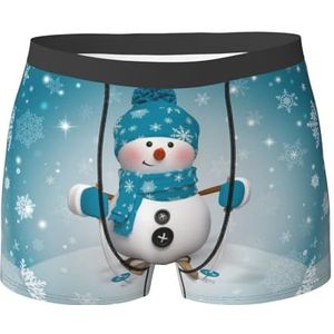 ZJYAGZX Mooie Kerst Cartoon Skiën Sneeuw Man Sneeuwvlok Print Heren Boxer Slips Trunks Ondergoed Vochtafvoerende Mannen Ondergoed Ademend, Zwart, XL