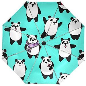 Mijn Dagelijkse Leuke Panda Doodle Reizen Paraplu Auto Open Sluiten UV-bescherming Winddicht Lichtgewicht Paraplu, multi, One Size