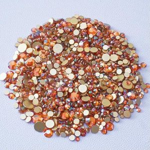SS4-SS20 Mixformaat Helder Kristal Goud Plat Achter Strass Decoraties DIY Glitterstenen 3D Nail Art Accessoires-Zonsondergang-Mixformaat SS3-SS20