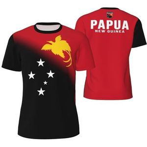 Sport Mesh T-Shirt Papoea-Nieuw-Guinea Vlag voor Running Bike Voetbal Tennis Voetbal Fitness Tees 3D Gedrukt, Meerkleurig, S