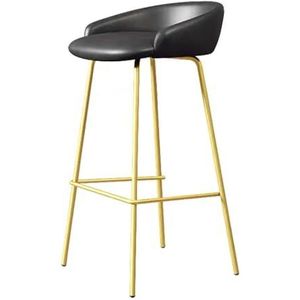 Barkrukken op toonbankhoogte Gestoffeerd kunstleer Barkrukken op hoogte met rugleuning, barstoelen for eilandkeuken Eetkamer (Color : Black, Size : High:75CM)