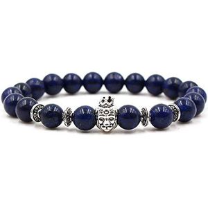 Handgemaakte kralenarmband, Lapis Lazulisonte Met Zilverkleurige Leeuw Zirkoon Spacer Sieraden Yoga Sierlijke Koppels Armband Cadeau for Verjaardagsfeestje