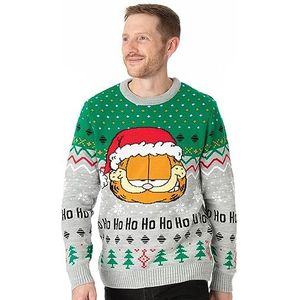 Garfield Mens Christmas Jumper volwassenen Santa Hat Gray Knitted trui L