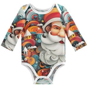 KAAVIYO Baby Kerstman Abstracte Kunst Lange Mouwen Uniseks Nieuwe Katoenen Bodysuit voor Kinderen 3-24 Maanden Zomer, Patroon, 6 Maanden
