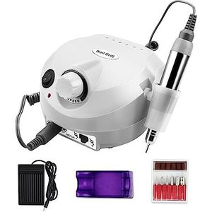 Nagelvijl elektrisch, 35000 RPM professionele boormachine for nagels, elektrische nagelschuurmachine for het verwijderen van gel, draagbare nagelboormachine, manicure-apparatuur(White)