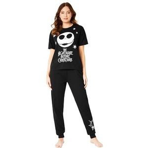 Disney Nightmare Before Christmas Damespyjama Set Nachtkleding T-shirt Lange broek PJs Cadeaus voor dames en tieners (L, Zwart/Kerstmis)