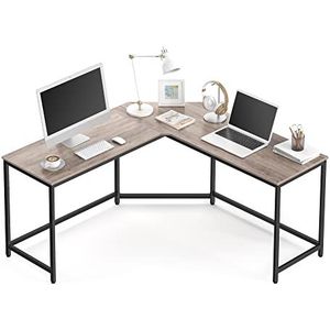 VASAGLE bureau hoekbureau, voor studeerkamer, 149 x 149 cm, industrieel ontwerp, grijs-zwart LWD073B02