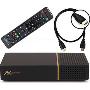 AX Multibox Twin 4K UHD E2 Linux Twin Satellietontvanger met PVR opnamefunctie, DVB-S2 Tuner, HDTV, 2160p, H.265, HDR [voorgeprogrammeerd voor Astra & Hotbird] + HDMI-kabel