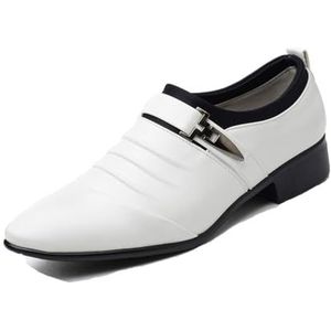 Heren Loafers Mode Zakelijk Casual Formeel Werkschoenen Instappers,Wit,40 EU