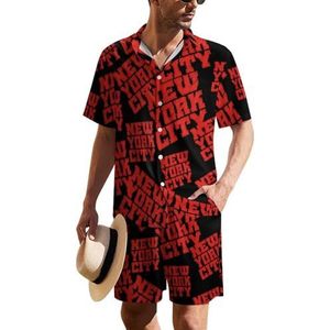 New York City Hawaïaans pak voor heren, set van 2 stuks, strandoutfit, shirt en korte broek, bijpassende set