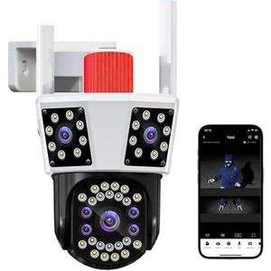 Bewakingscamera, IP HD Outdoor Waterdichte Camera PTZ 8X Zoom Drie Lens Drie Schermen CCTV Videocamera Beveiliging(12MP No Card)