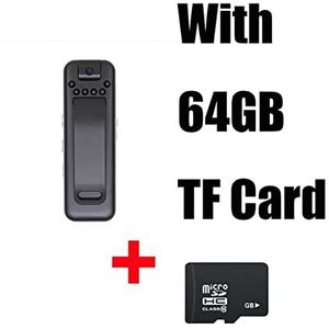 Body Camera Mini Digital Hd Camera Micro Cam Night Vision Motion Momentshot Flashlight Loop Registratie Camcorder Video Cam Videorecorder(With 64GB TF)