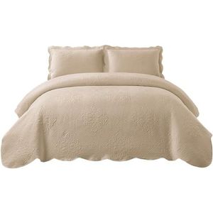 Oversized Bedspread Coverlet Set - Khaki - 3-delige Omkeerbare Bedsprei