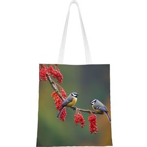 EVANEM Canvas Tote Bag Voor Vrouw Vogels Herfst Schouder Handtassen Herbruikbare Boodschappentassen Purse Boodschappentas, Vogels Herfst, Eén maat