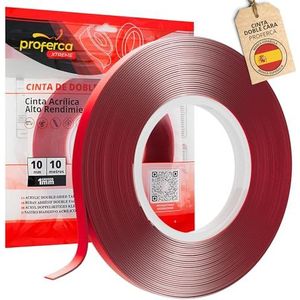 proferca Dubbelzijdig plakband, extra sterk, Xtreme 10 m x 10 m, dubbelzijdig plakband, extra sterk, voor buiten, dubbelzijdig plakband