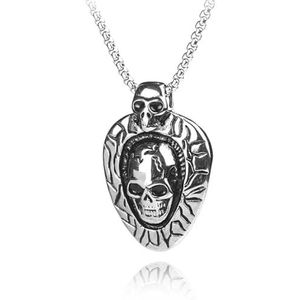 FJYIKKLO Gothic Skull Titanium Staal Hanger Ketting Mode Man Retro Persoonlijkheid Uniek Ontwerp Ketting Sieraden Halloween Gift 2022 Tr, Metaal