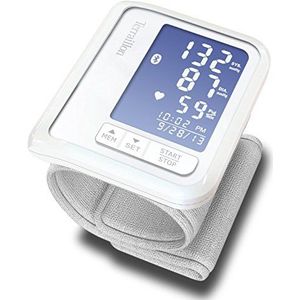 Terraillon Bloeddrukmeter voor de pols met bloeddruk en hartslag, 1 gebruiker, 60 bluetooth-geheugen, spanning, wit