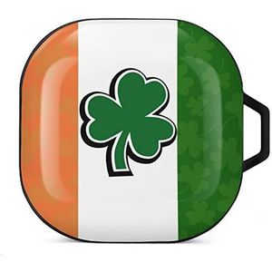 Ierse vlag met klaverpatroon oordopjes hoesje compatibel met Samsung hard shell beschermhoes zwarte stijl