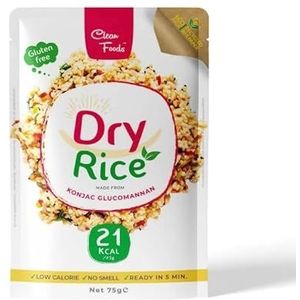 CleanFoods Dry Rice Rice 75 g verpakking I Konjac Glucomannan I geurvrij I laboratorium geteste kwaliteit I veganistisch glutenvrij vetvrij low carb I slechts 21 calorieën per 25 g I in 5 minuten klaar (1)
