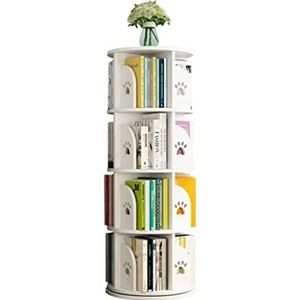 Boekenplank Roterende Witte Boekenplank Stapelbare Boekenplanken Organizer Planken Boekenkast Voor Thuiskantoor Woonkamer Studie Opbergrek Boekenkast (Size : 4 Tiers)