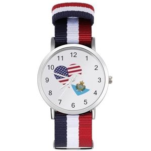 San_Marino Amerikaanse vlag automatisch horloge voor mannen vrouwen mode quartz horloge armband polshorloge voor thuiskantoor