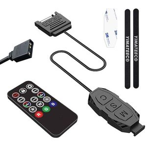 YIMATEECO ARGB-controller, 5V 3-pins RGB-controller, ingebouwde lichtmodus, SATA-voeding met 14 toetsen, RGB-draadloze afstandsbediening, voor moederborden zonder 5V ARGB, doe-het-zelf
